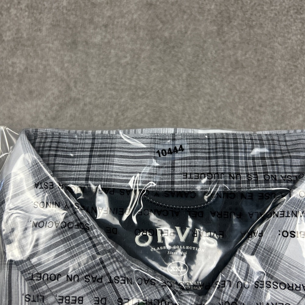 NEW Orvis Short Sleeve Tech Shirt Mens 2XL Gray Plaid Button Up UPF 30 Stretch - Picture 9 of 9